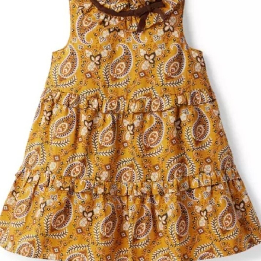 Janie and Jack Mustard Paisley Kids Dress